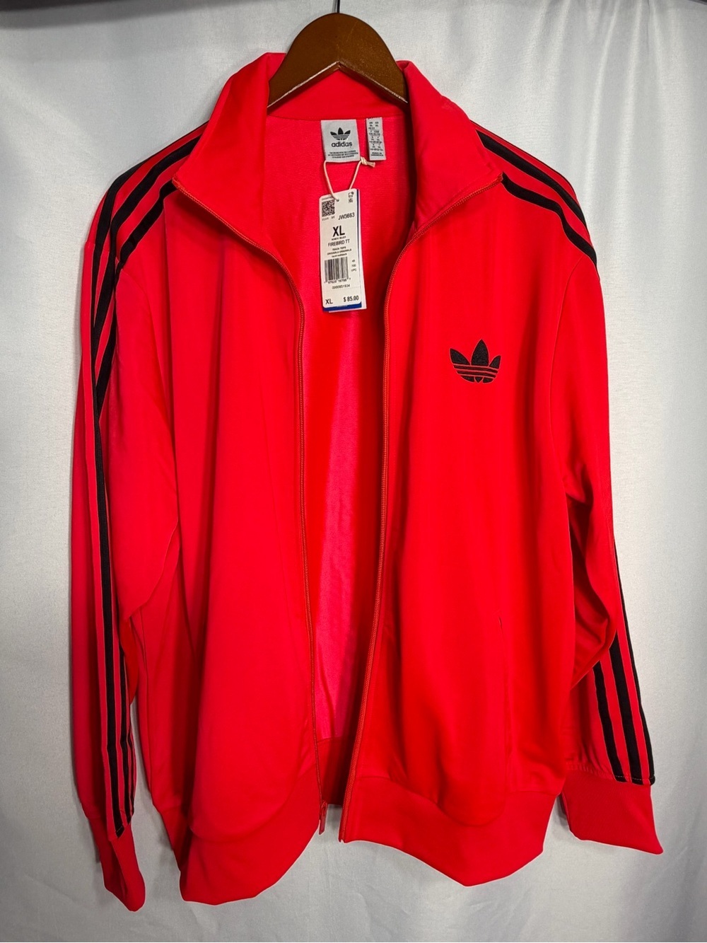 adidas Firebird TT Track Jacket in Bright Red with Black Trefoil